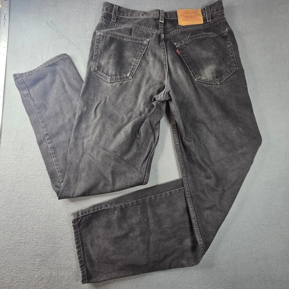 Vintage Levis 550 Mens Black Relaxed Straight Leg Denim Jeans 32x34 Faded Cotton